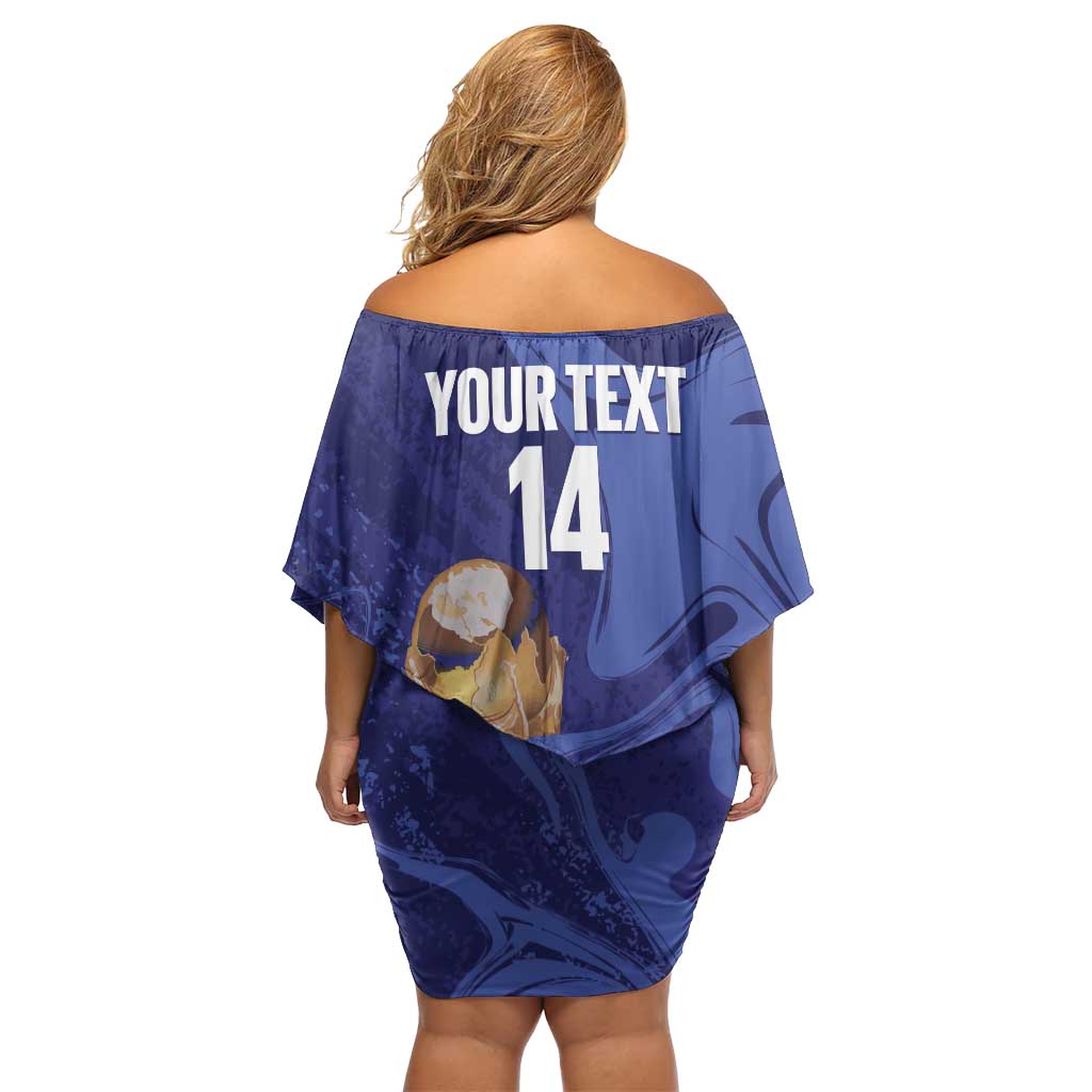 Paraguay Football Custom Family Matching Off Shoulder Short Dress and Hawaiian Shirt 2026 La Albirroja Marble Pattern - Wonder Print Shop