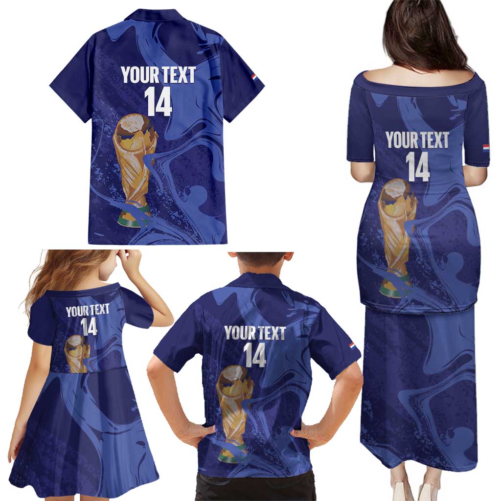 Paraguay Football Custom Family Matching Puletasi and Hawaiian Shirt 2026 La Albirroja Marble Pattern - Wonder Print Shop