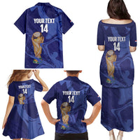 Paraguay Football Custom Family Matching Puletasi and Hawaiian Shirt 2026 La Albirroja Marble Pattern - Wonder Print Shop