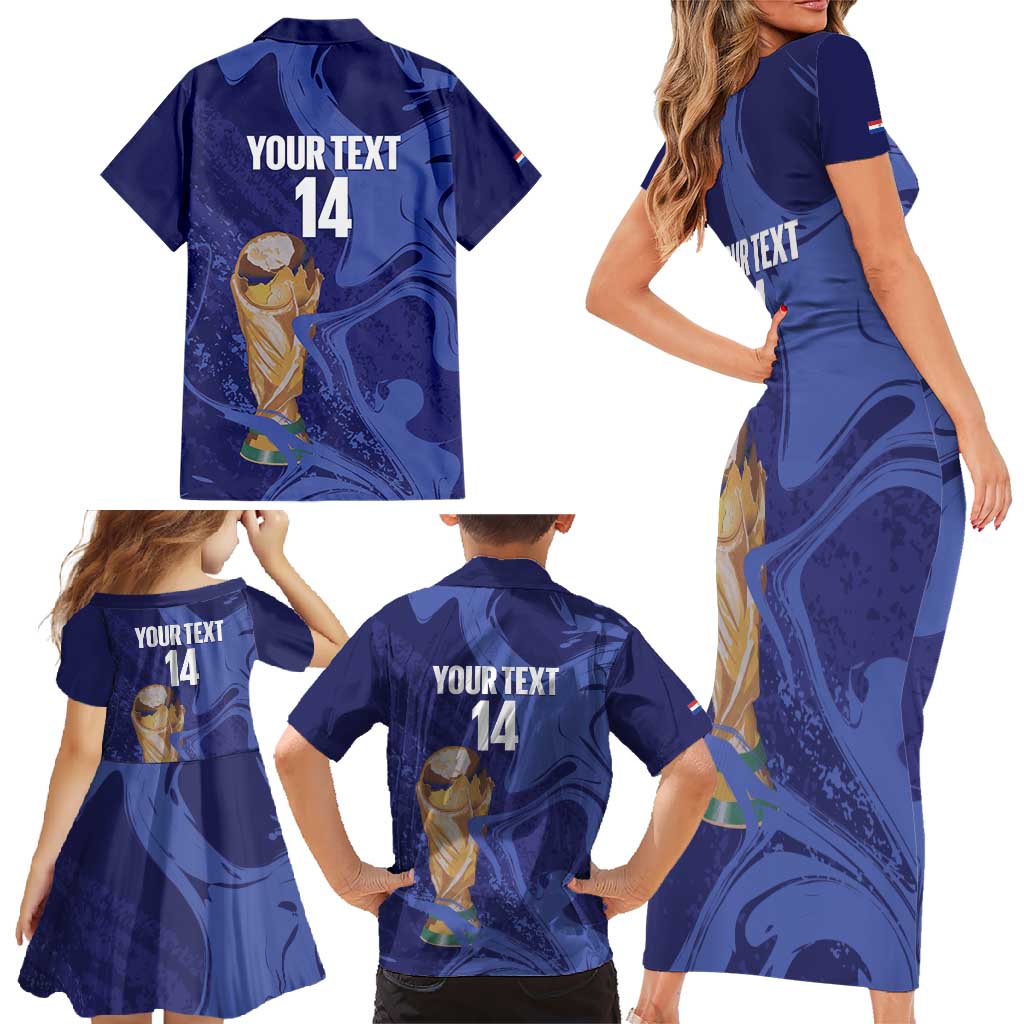 Paraguay Football Custom Family Matching Short Sleeve Bodycon Dress and Hawaiian Shirt 2026 La Albirroja Marble Pattern - Wonder Print Shop
