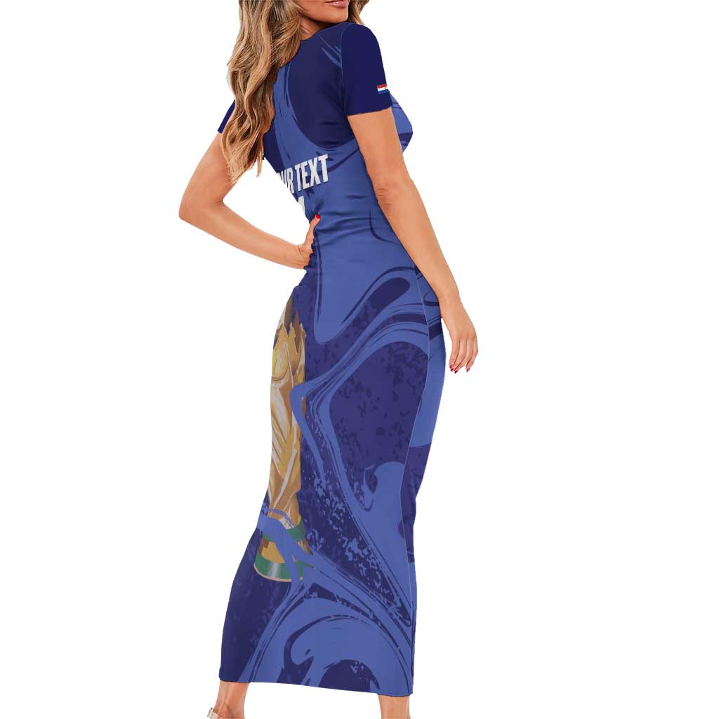 Paraguay Football Custom Family Matching Short Sleeve Bodycon Dress and Hawaiian Shirt 2026 La Albirroja Marble Pattern - Wonder Print Shop