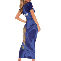 Paraguay Football Custom Family Matching Short Sleeve Bodycon Dress and Hawaiian Shirt 2026 La Albirroja Marble Pattern - Wonder Print Shop