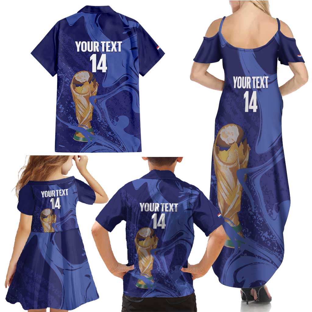 Paraguay Football Custom Family Matching Summer Maxi Dress and Hawaiian Shirt 2026 La Albirroja Marble Pattern - Wonder Print Shop