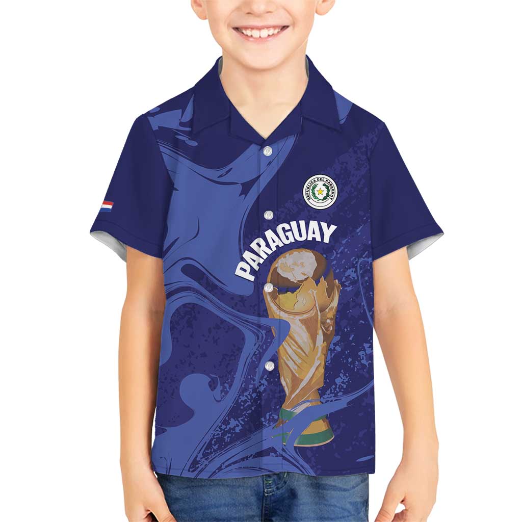 Paraguay Football Custom Family Matching Summer Maxi Dress and Hawaiian Shirt 2026 La Albirroja Marble Pattern - Wonder Print Shop