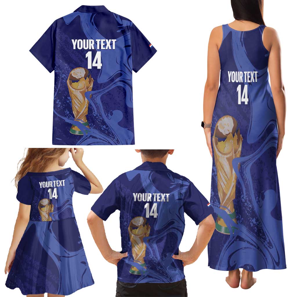 Paraguay Football Custom Family Matching Tank Maxi Dress and Hawaiian Shirt 2026 La Albirroja Marble Pattern - Wonder Print Shop