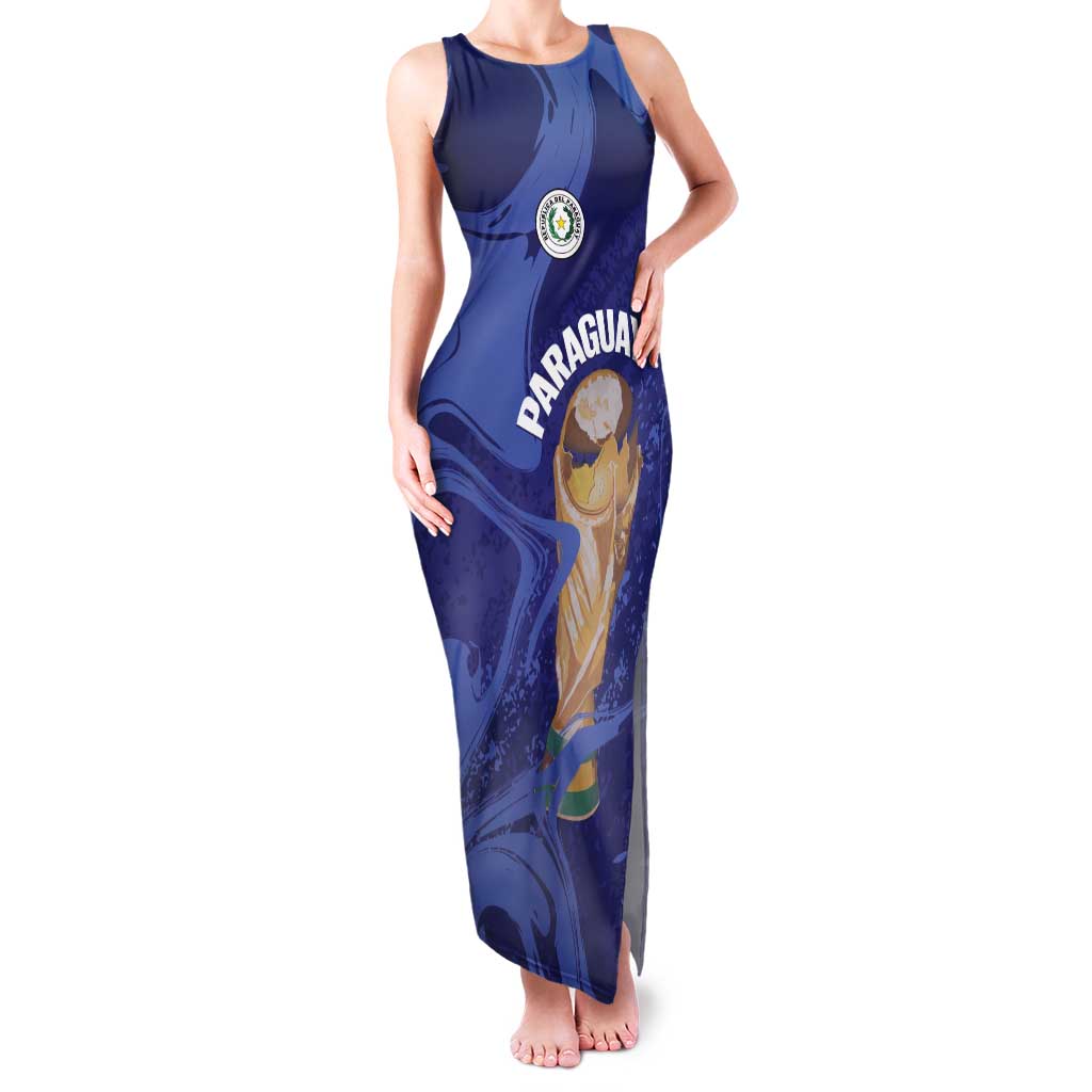 Paraguay Football Custom Family Matching Tank Maxi Dress and Hawaiian Shirt 2026 La Albirroja Marble Pattern - Wonder Print Shop