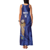 Paraguay Football Custom Family Matching Tank Maxi Dress and Hawaiian Shirt 2026 La Albirroja Marble Pattern - Wonder Print Shop