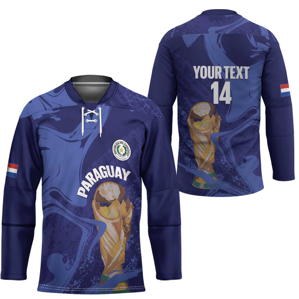 Paraguay Football Custom Hockey Jersey 2026 La Albirroja Marble Pattern - Wonder Print Shop