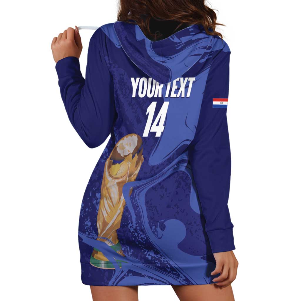 Paraguay Football Custom Hoodie Dress 2026 La Albirroja Marble Pattern - Wonder Print Shop