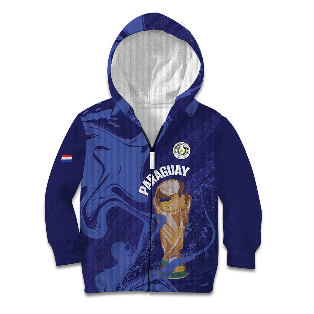 Paraguay Football Custom Kid Hoodie 2026 La Albirroja Marble Pattern - Wonder Print Shop