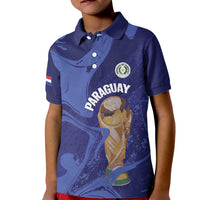 Paraguay Football Custom Kid Polo Shirt 2026 La Albirroja Marble Pattern - Wonder Print Shop