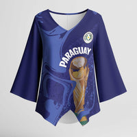 Paraguay Football Custom Kimono Sleeve Blouse 2026 La Albirroja Marble Pattern - Wonder Print Shop