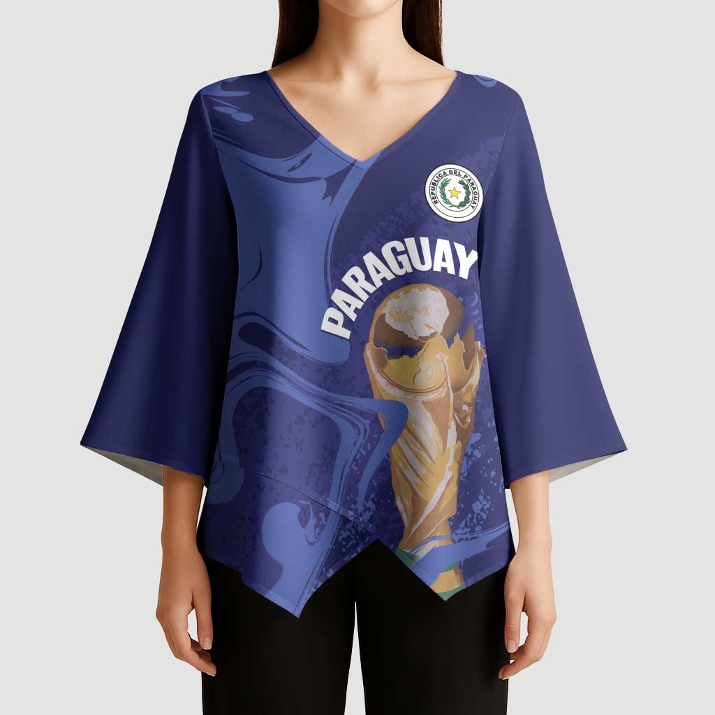 Paraguay Football Custom Kimono Sleeve Blouse 2026 La Albirroja Marble Pattern - Wonder Print Shop