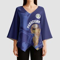 Paraguay Football Custom Kimono Sleeve Blouse 2026 La Albirroja Marble Pattern - Wonder Print Shop
