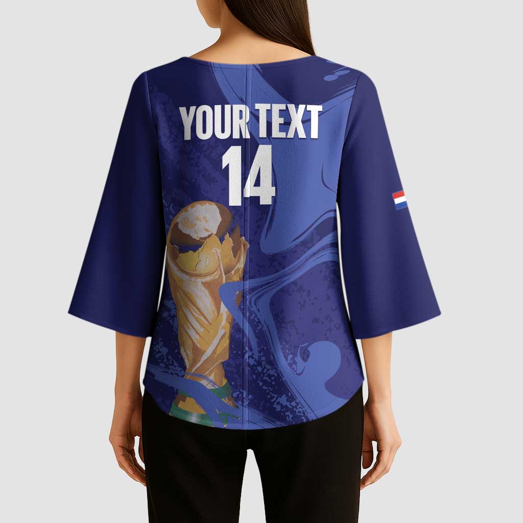 Paraguay Football Custom Kimono Sleeve Blouse 2026 La Albirroja Marble Pattern - Wonder Print Shop