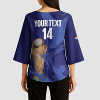 Paraguay Football Custom Kimono Sleeve Blouse 2026 La Albirroja Marble Pattern - Wonder Print Shop