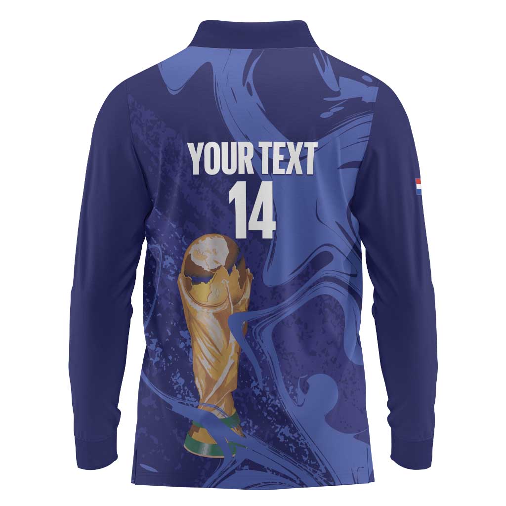 Paraguay Football Custom Long Sleeve Polo Shirt 2026 La Albirroja Marble Pattern - Wonder Print Shop