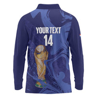 Paraguay Football Custom Long Sleeve Polo Shirt 2026 La Albirroja Marble Pattern - Wonder Print Shop