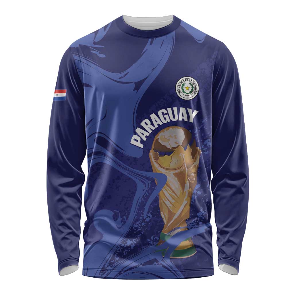 Paraguay Football Custom Long Sleeve Shirt 2026 La Albirroja Marble Pattern - Wonder Print Shop