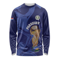 Paraguay Football Custom Long Sleeve Shirt 2026 La Albirroja Marble Pattern - Wonder Print Shop