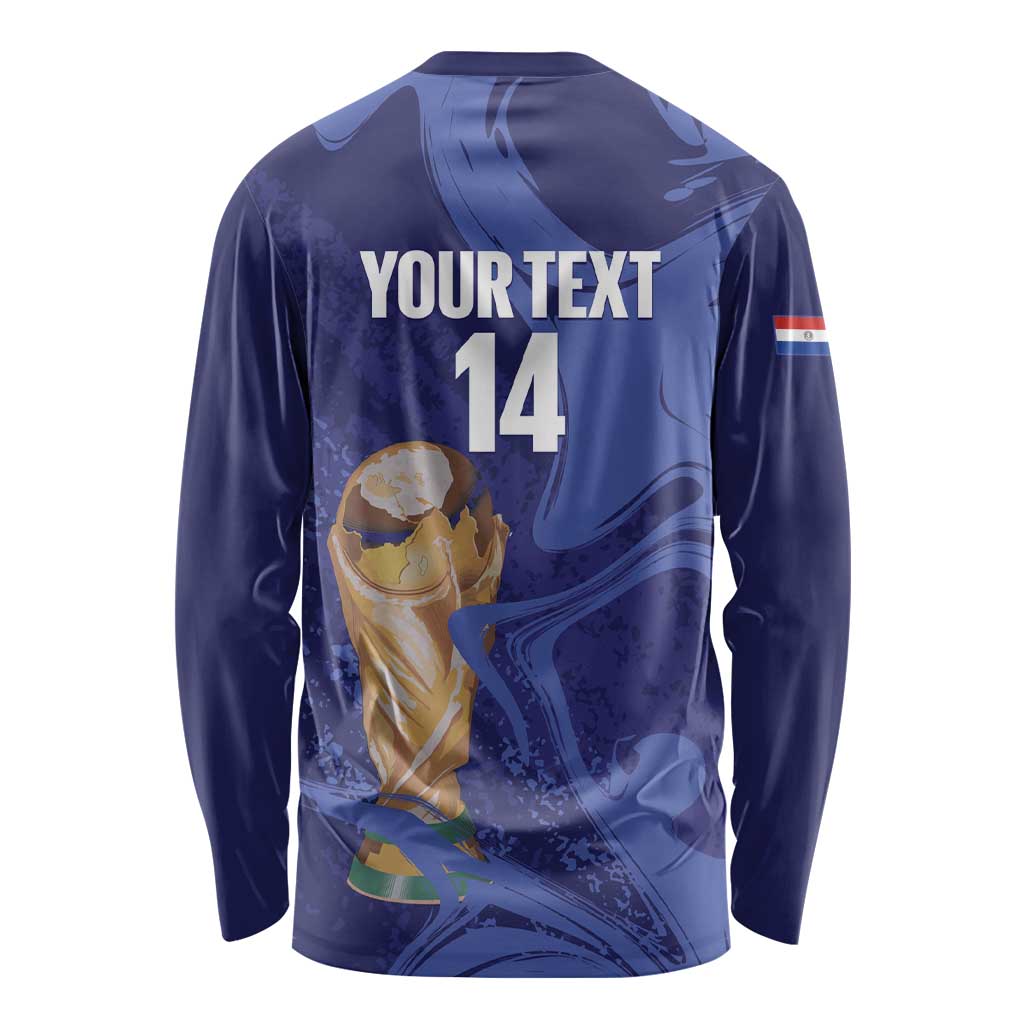 Paraguay Football Custom Long Sleeve Shirt 2026 La Albirroja Marble Pattern - Wonder Print Shop