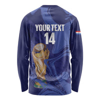 Paraguay Football Custom Long Sleeve Shirt 2026 La Albirroja Marble Pattern - Wonder Print Shop