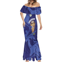 Paraguay Football Custom Mermaid Dress 2026 La Albirroja Marble Pattern - Wonder Print Shop