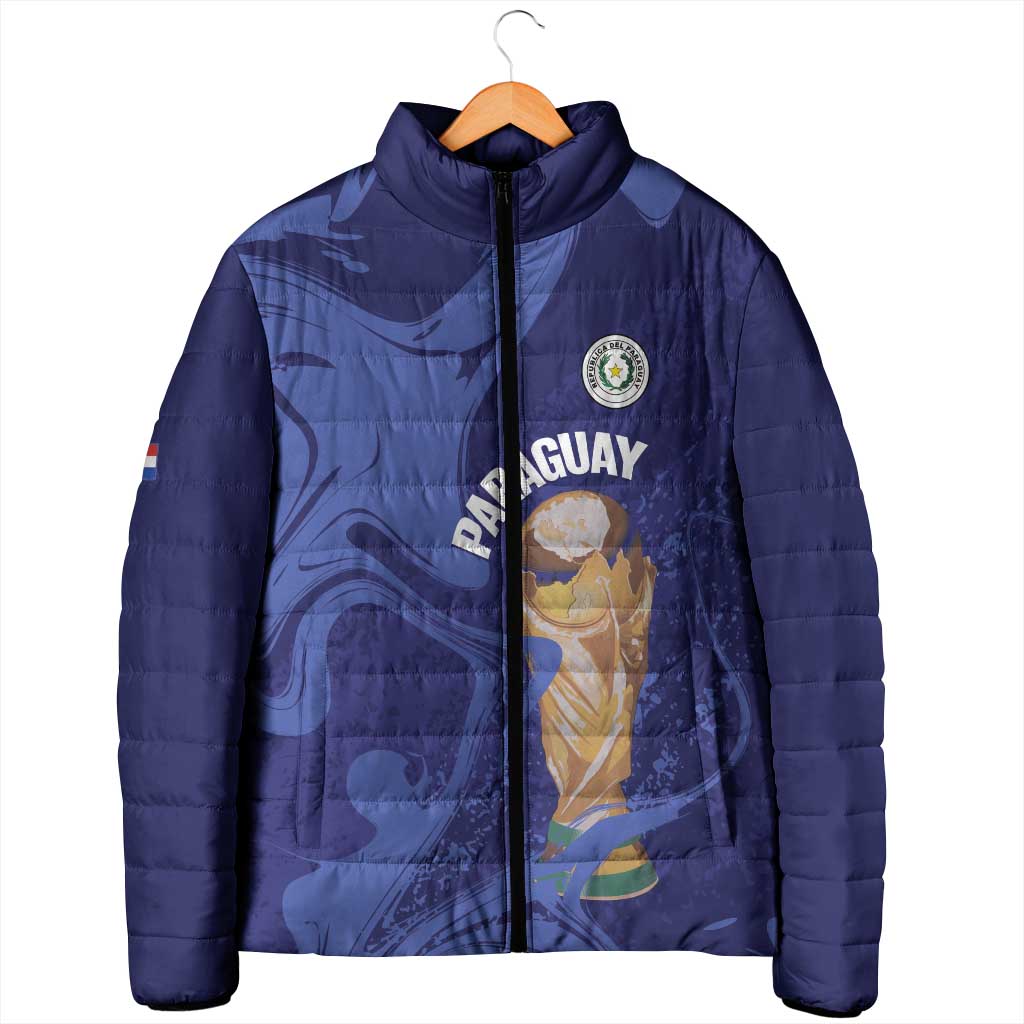Paraguay Football Custom Padded Jacket 2026 La Albirroja Marble Pattern - Wonder Print Shop