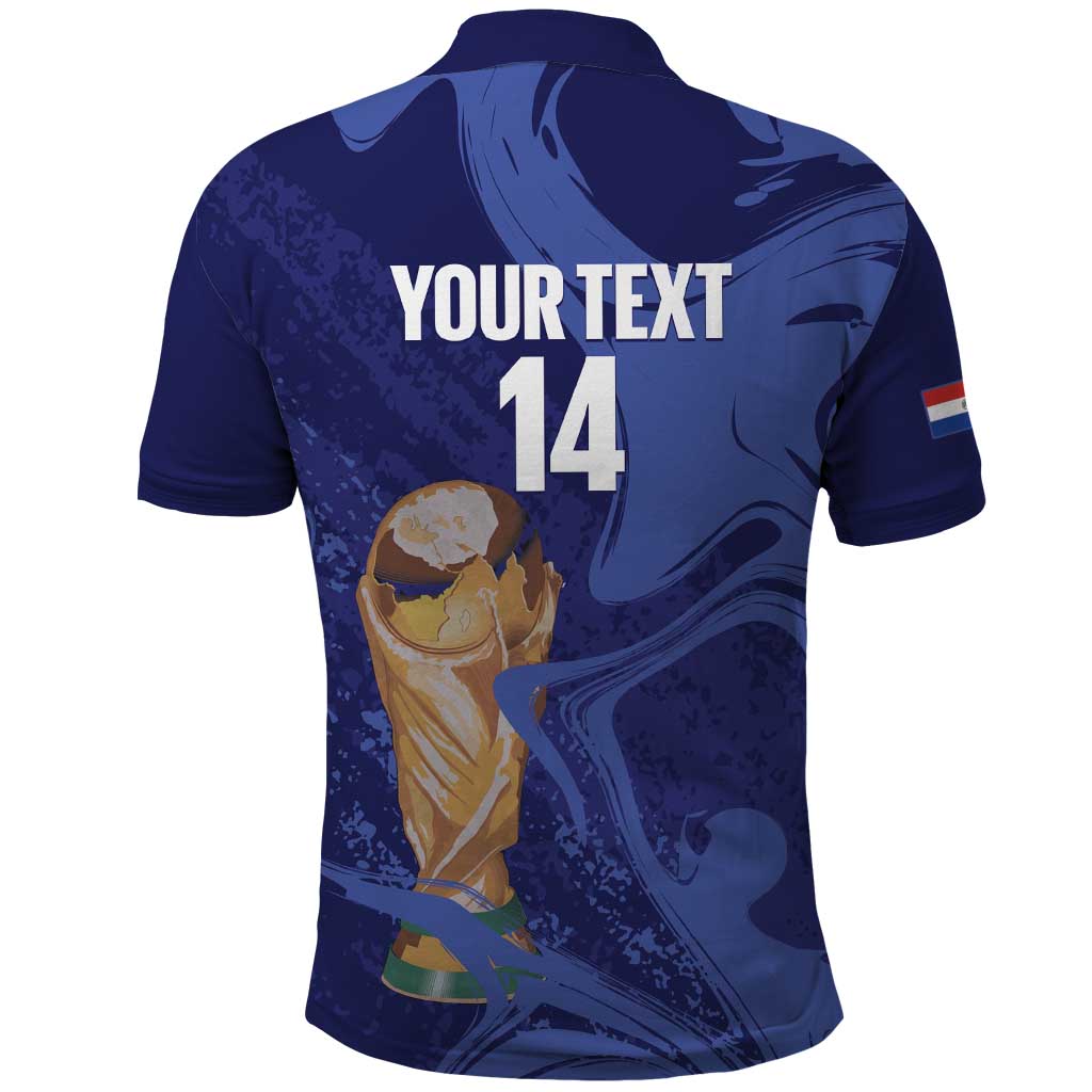Paraguay Football Custom Polo Shirt 2026 La Albirroja Marble Pattern - Wonder Print Shop