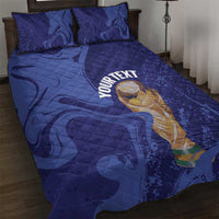 Paraguay Football Custom Quilt Bed Set 2026 La Albirroja Marble Pattern - Wonder Print Shop