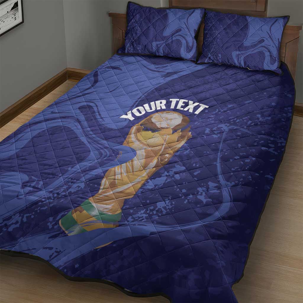 Paraguay Football Custom Quilt Bed Set 2026 La Albirroja Marble Pattern - Wonder Print Shop