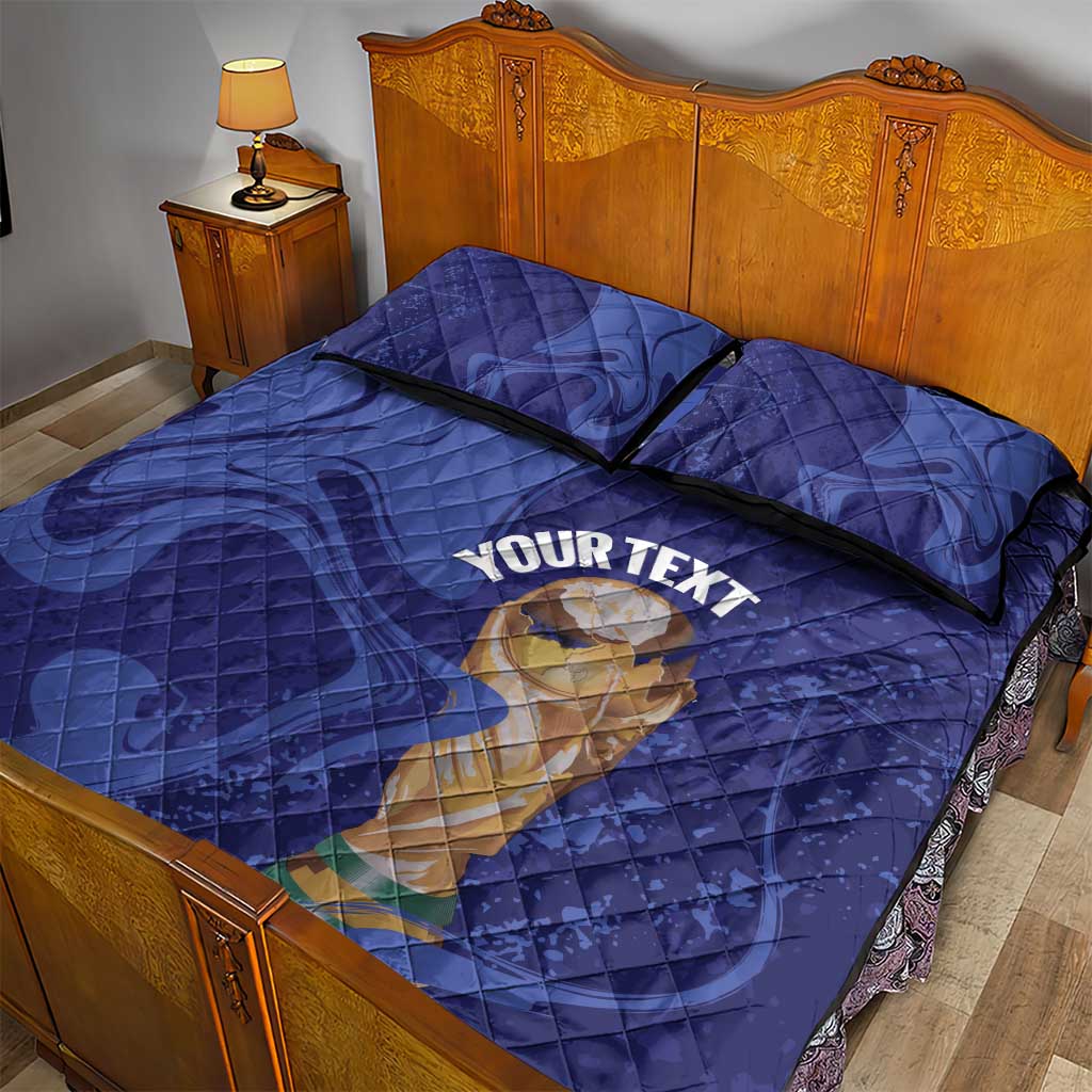 Paraguay Football Custom Quilt Bed Set 2026 La Albirroja Marble Pattern - Wonder Print Shop