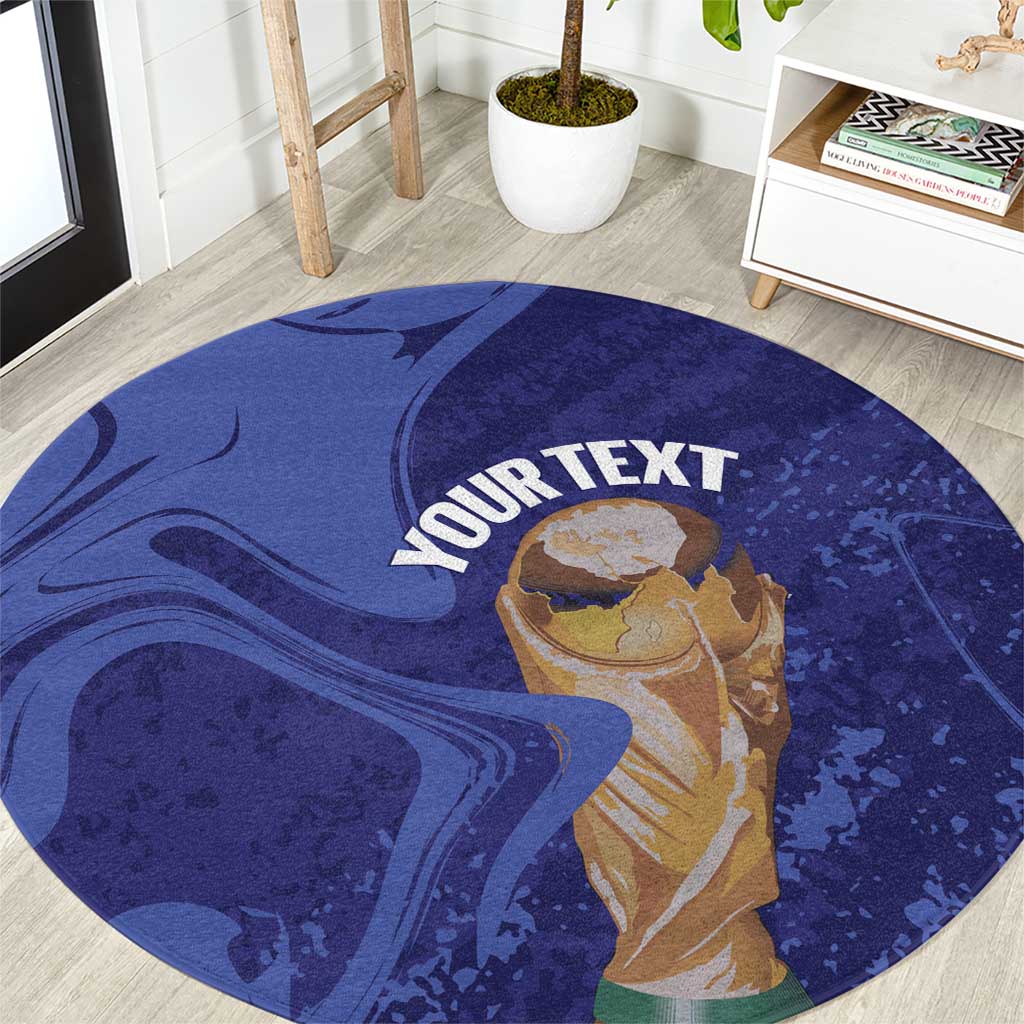 Paraguay Football Custom Round Carpet 2026 La Albirroja Marble Pattern - Wonder Print Shop