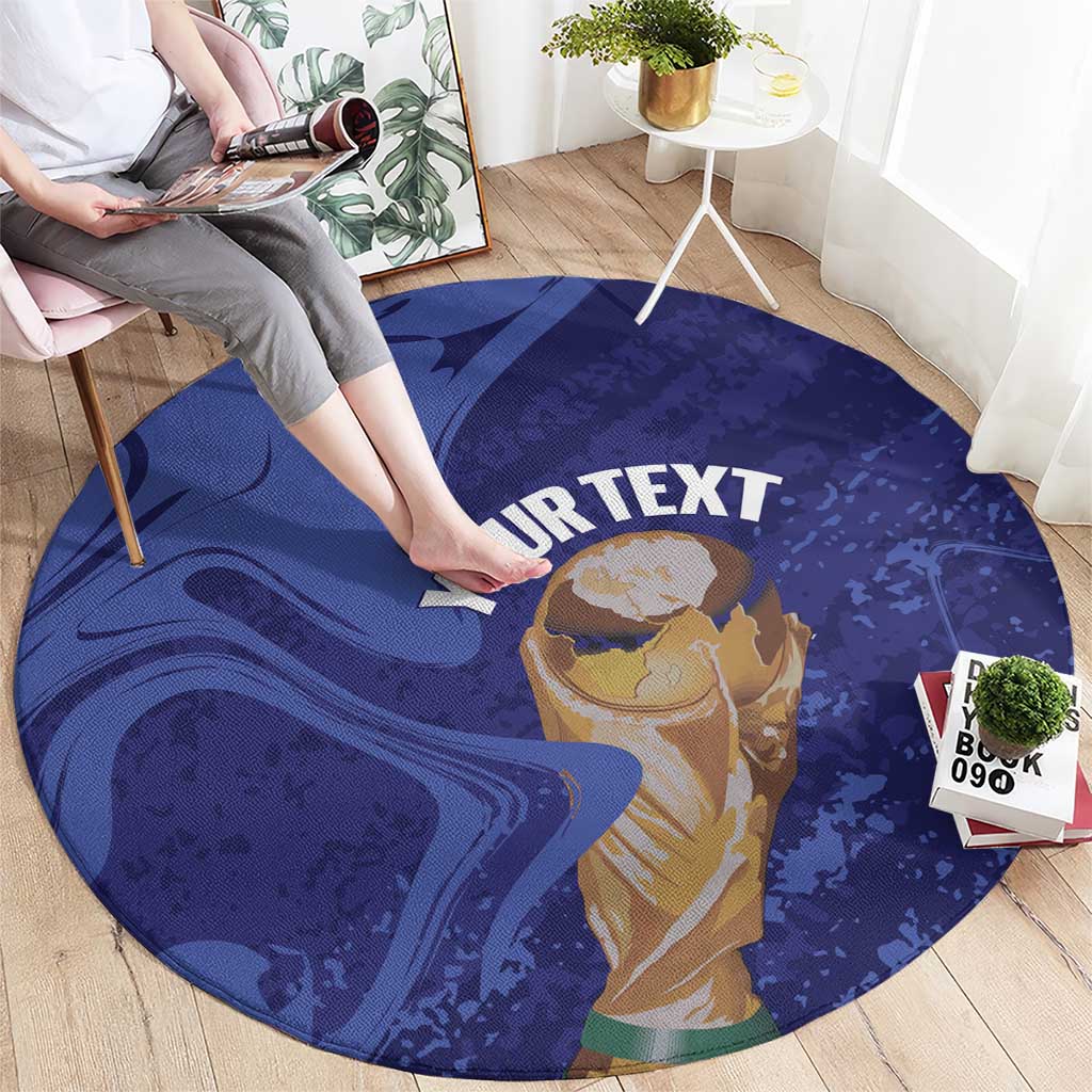 Paraguay Football Custom Round Carpet 2026 La Albirroja Marble Pattern - Wonder Print Shop