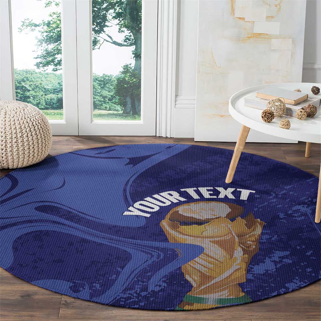 Paraguay Football Custom Round Carpet 2026 La Albirroja Marble Pattern - Wonder Print Shop