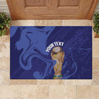 Paraguay Football Custom Rubber Doormat 2026 La Albirroja Marble Pattern - Wonder Print Shop