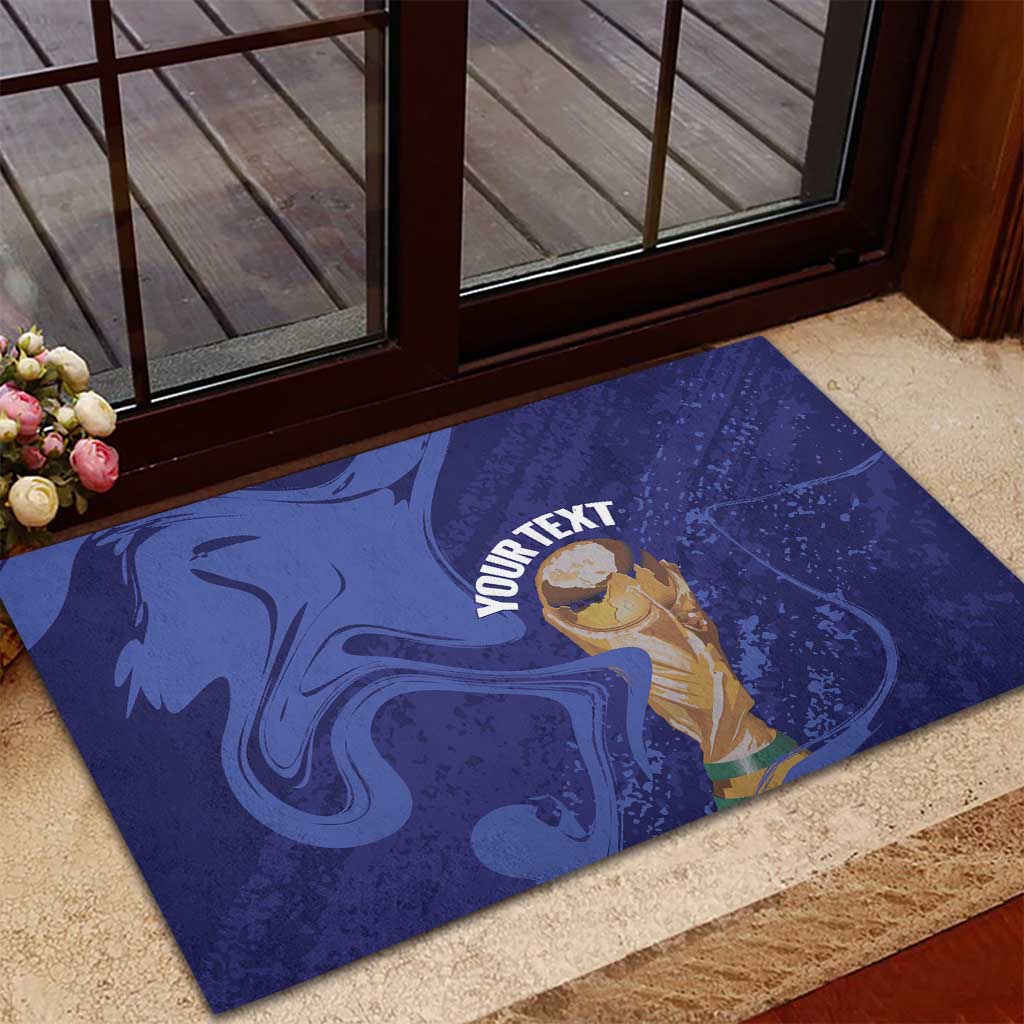 Paraguay Football Custom Rubber Doormat 2026 La Albirroja Marble Pattern - Wonder Print Shop