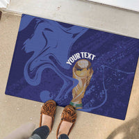 Paraguay Football Custom Rubber Doormat 2026 La Albirroja Marble Pattern - Wonder Print Shop