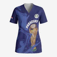 Paraguay Football Custom Scrub Top 2026 La Albirroja Marble Pattern - Wonder Print Shop