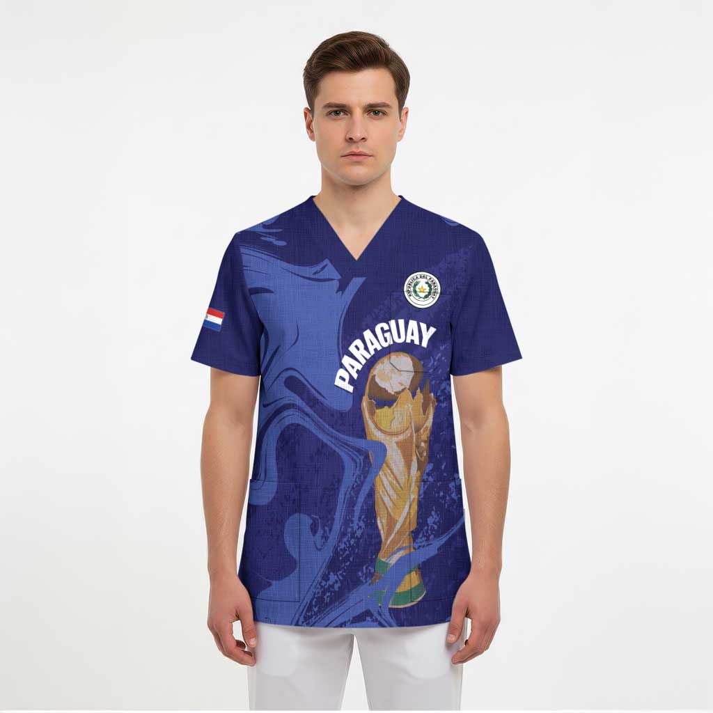 Paraguay Football Custom Scrub Top 2026 La Albirroja Marble Pattern - Wonder Print Shop