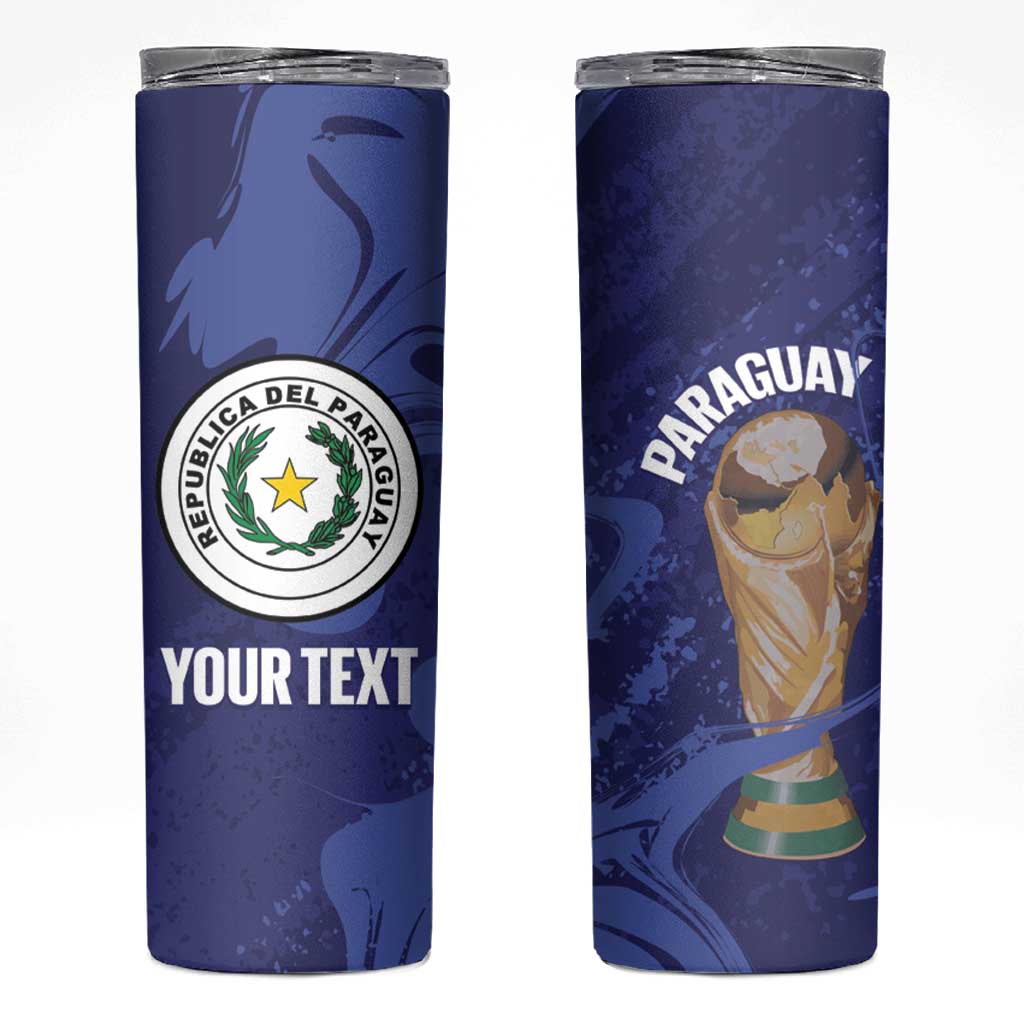 Paraguay Football Custom Skinny Tumbler 2026 La Albirroja Marble Pattern - Wonder Print Shop