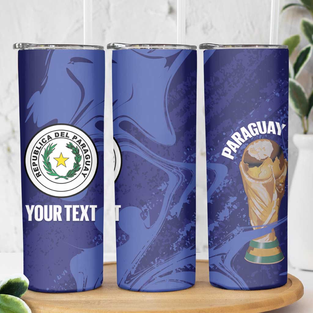 Paraguay Football Custom Skinny Tumbler 2026 La Albirroja Marble Pattern - Wonder Print Shop