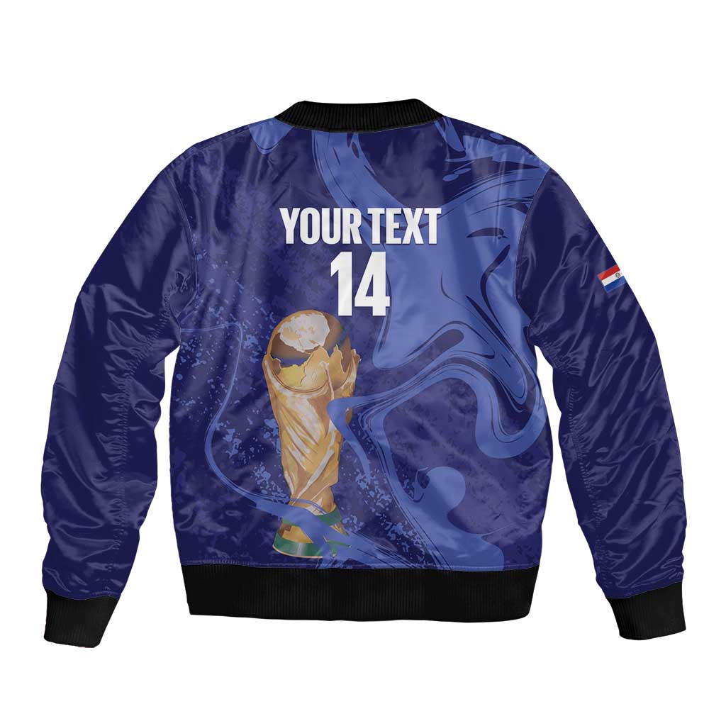 Paraguay Football Custom Sleeve Zip Bomber Jacket 2026 La Albirroja Marble Pattern - Wonder Print Shop