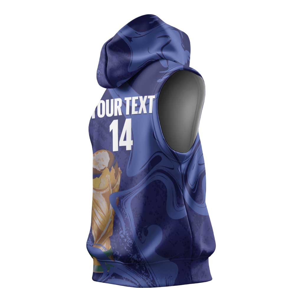 Paraguay Football Custom Sleeveless Hoodie 2026 La Albirroja Marble Pattern - Wonder Print Shop