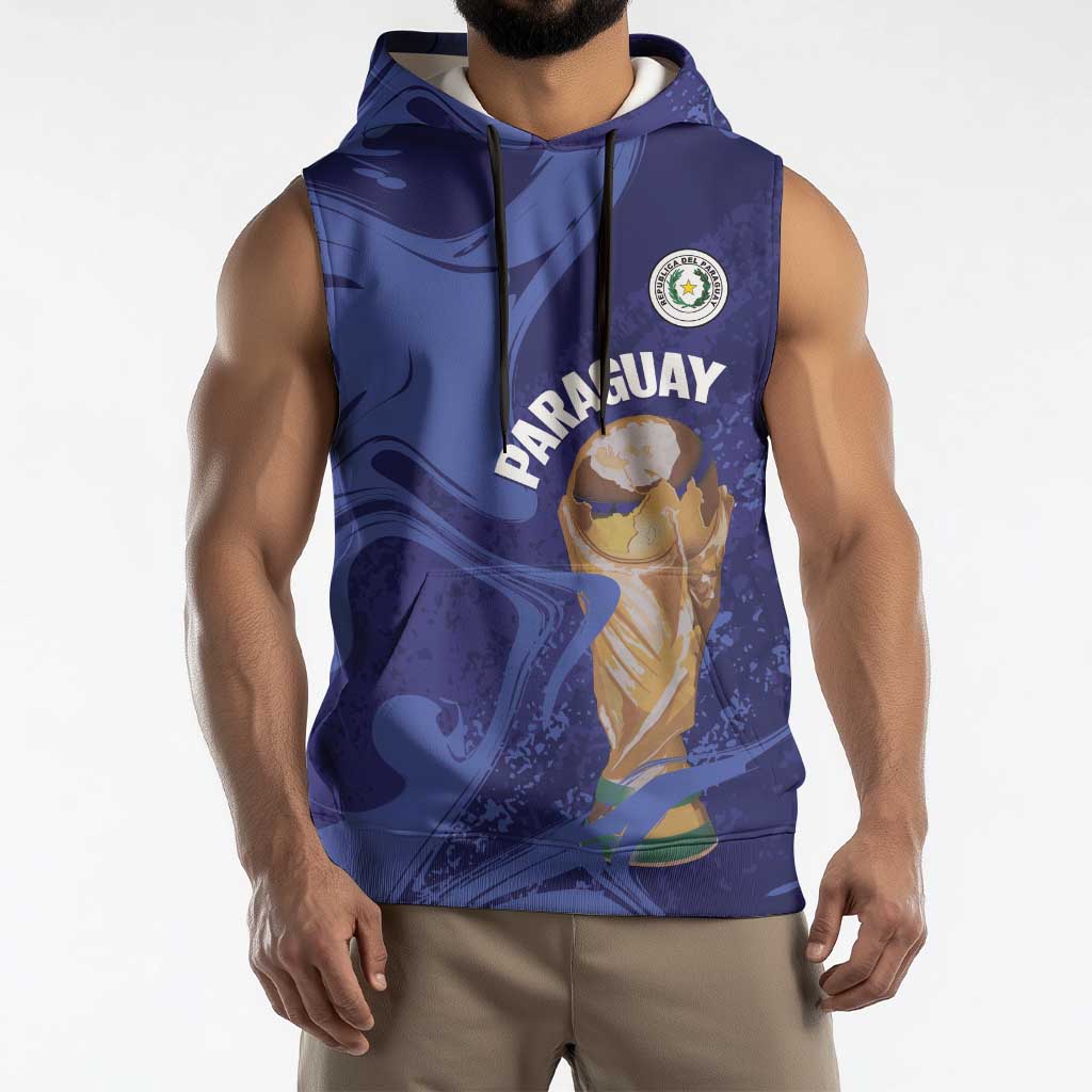 Paraguay Football Custom Sleeveless Hoodie 2026 La Albirroja Marble Pattern - Wonder Print Shop