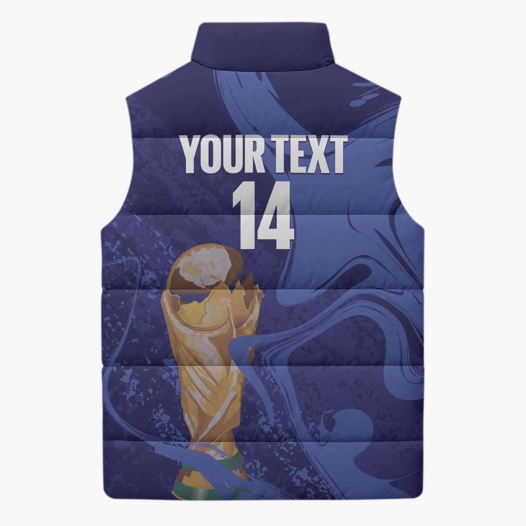 Paraguay Football Custom Sleeveless Puffer Jacket 2026 La Albirroja Marble Pattern - Wonder Print Shop