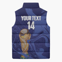 Paraguay Football Custom Sleeveless Puffer Jacket 2026 La Albirroja Marble Pattern - Wonder Print Shop