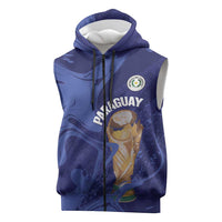 Paraguay Football Custom Sleeveless Zip Hoodie 2026 La Albirroja Marble Pattern - Wonder Print Shop