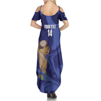 Paraguay Football Custom Summer Maxi Dress 2026 La Albirroja Marble Pattern - Wonder Print Shop