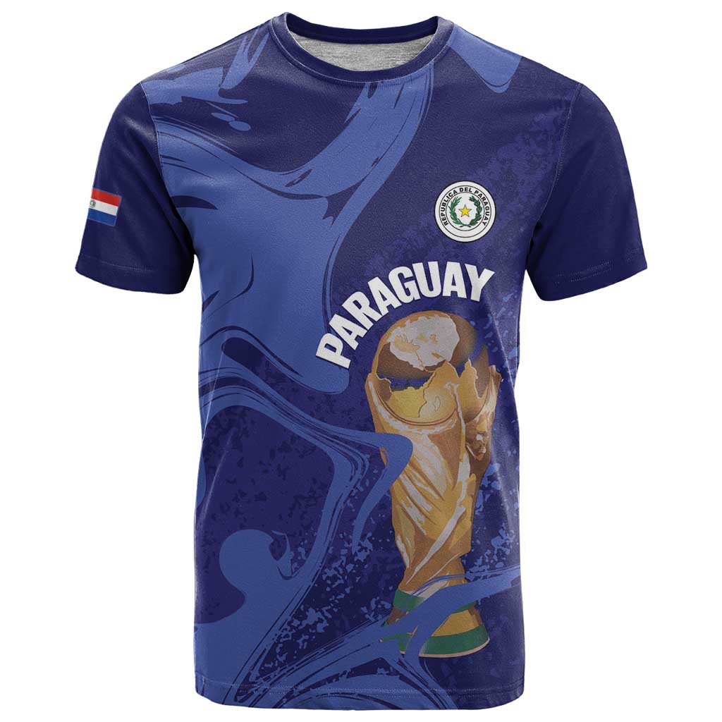 Paraguay Football Custom T Shirt 2026 La Albirroja Marble Pattern - Wonder Print Shop